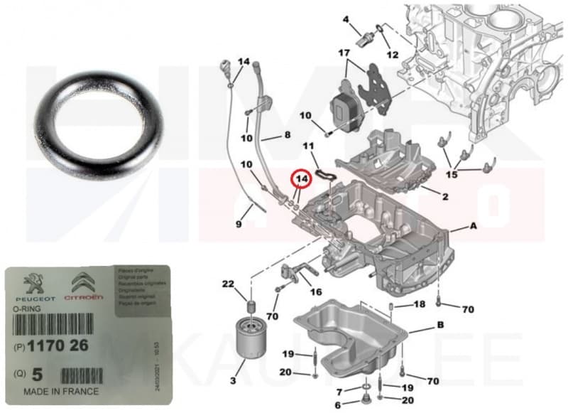 Õlivarda toru tihend OEM Citroen/Peugeot/Fiat  9,7x2,58