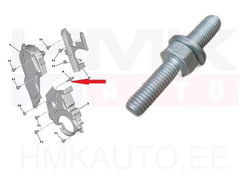 Veepumba ja hammasrihmakatte kinnitus polt Citroen/Peugeot/Ford 2,0HDi