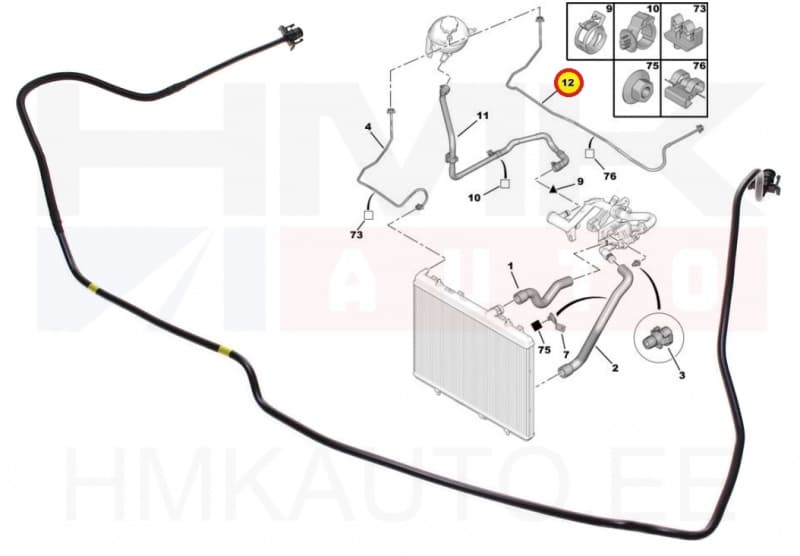 Paisupaagi ülevoolu toru OEM Citroen/Peugeot 1,6HDi
