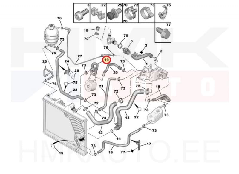 Jahutusvedeliku lõdvik OEM Peugeot 607 DW12