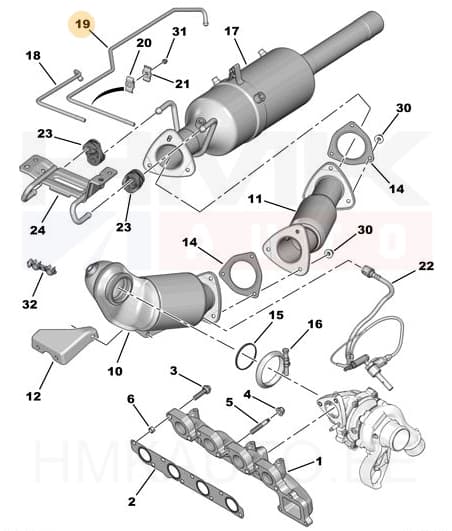 Väljalaskegaaside rõhuanduri toru OEM Citroen/Peugeot 2,2HDI