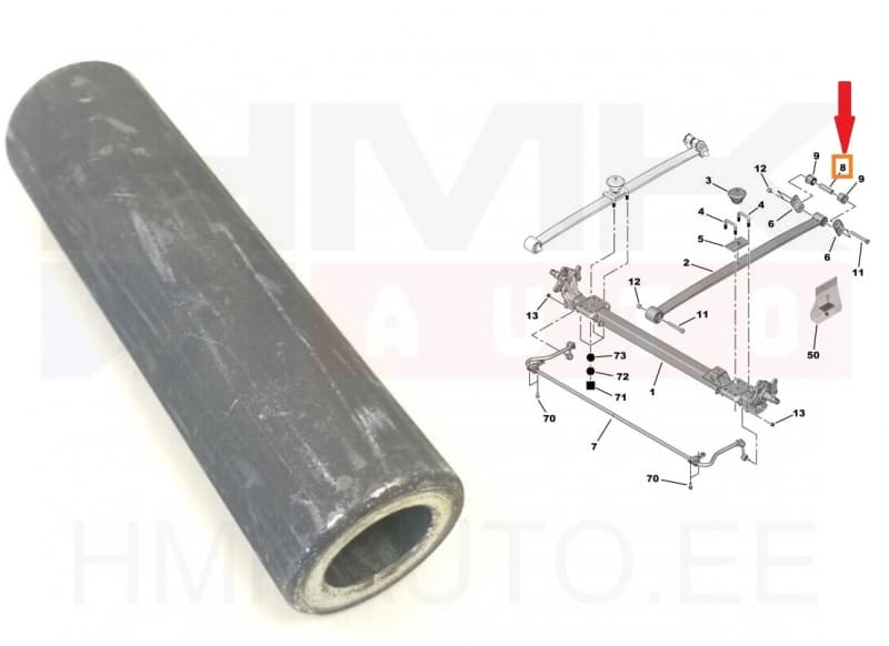 Lehtvedru kinnituspuksi hülss,  tagumine ülemine OEM Jumper/Boxer/Ducato 11-