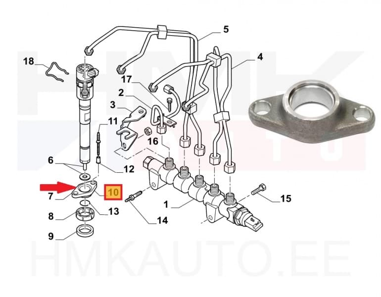 Pihusti kinnitusklamber OEM Citroen/Peugeot/Fiat 1,6HDi DV6TED4