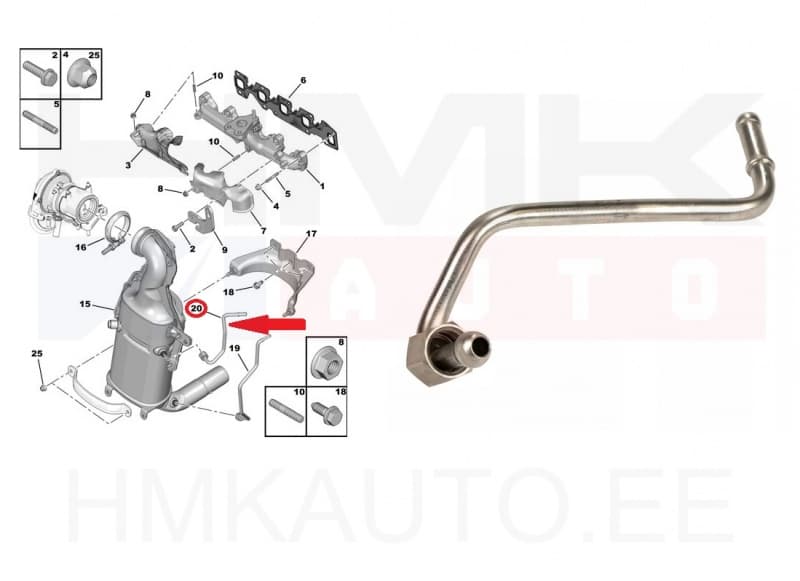 Väljalaskegaaside rõhuanduri toru OEM Nemo/Bipper/Fiorino 1,3HDi 2013-