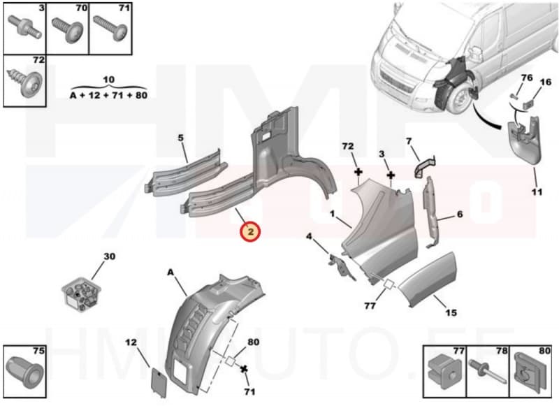 Eesmine sisetiib vasak OEM Jumper/Boxer/Ducato 2014-