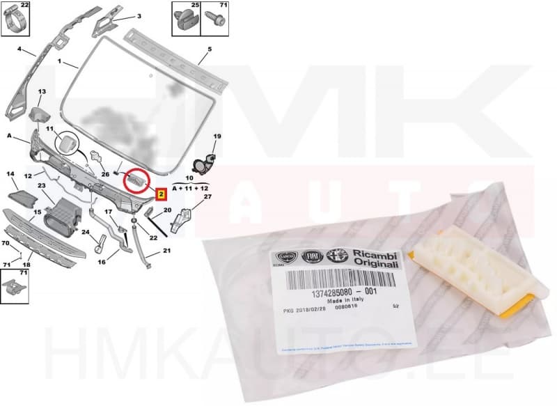 Esiklaasi fiksaator OEM Jumper/Boxer/Ducato 2014-