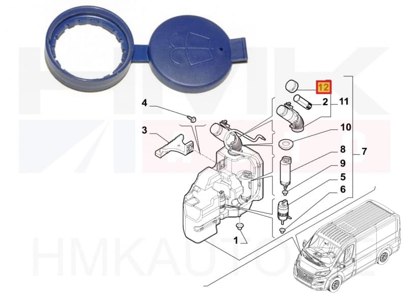 Klaasipesupaagi kork OEM Jumper/Boxer/Ducato 2014-