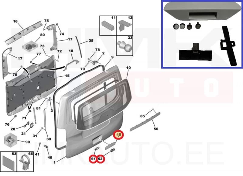 Tagaluugi lüliti koos korpusega OEM Jumpy/Expert/Proace 2016-