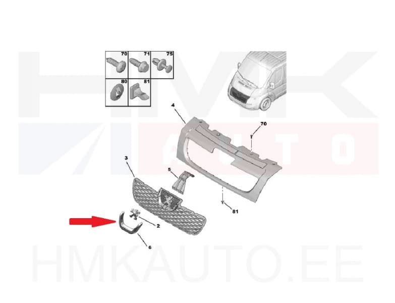 Iluvõre kroomliist (logo ümbris) OEM Peugeot Boxer 2006-