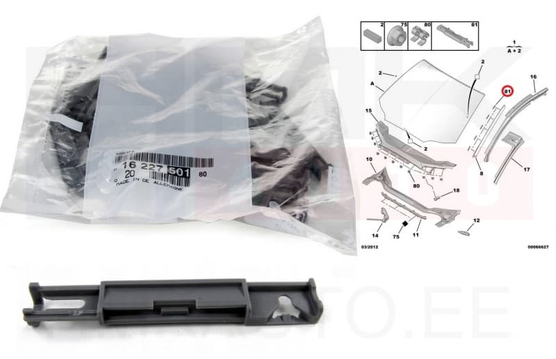 Esiklaasi liistu kinnitusklamber OEM Peugeot/Citroen