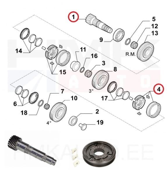 Käigukasti abivõlli komplekt 16x73 OEM Jumper/Boxer/Ducato 2006-  M40