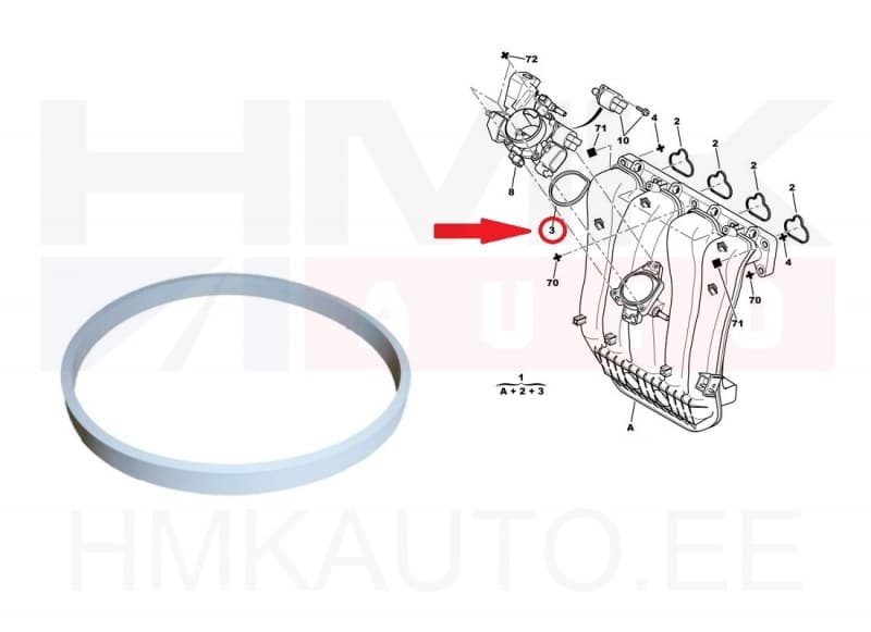 Drosselklapi tihend OEM Citroen/Peugeot 1,8/2,0 16V EW7J4/EW10J4