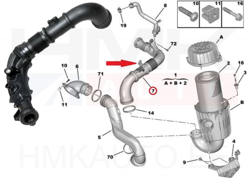 Õhufiltri toru OEM Jumper/Boxer 2,0/2,2BlueHDi 2016-