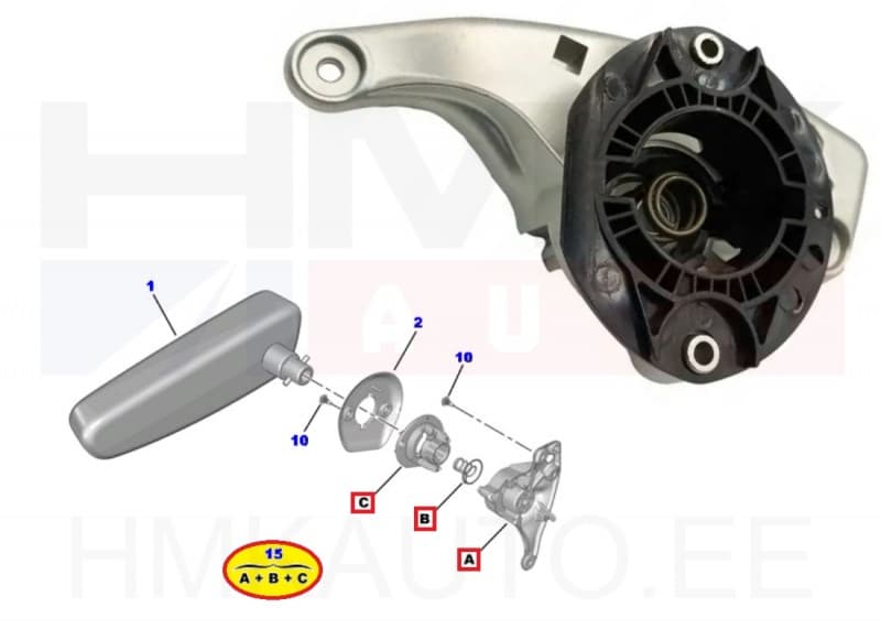 Käetoe kinnitusmehhanism , juhiiste parem OEM Citroen Berlingo/Peugeot Rifter 2018-