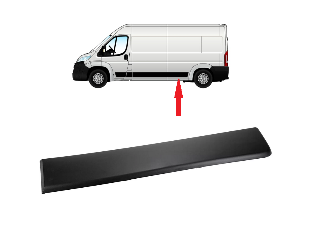 Külgpaneeli eesmine liist vasak OEM Jumper/Boxer/Ducato 2018- L3 (must)