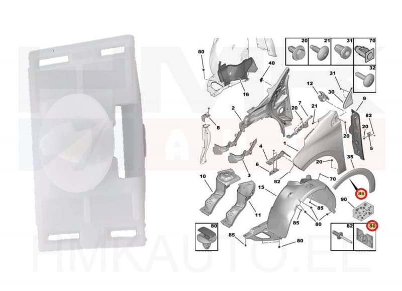 Rattakoopa liistu tüübel OEM Peugeot 208