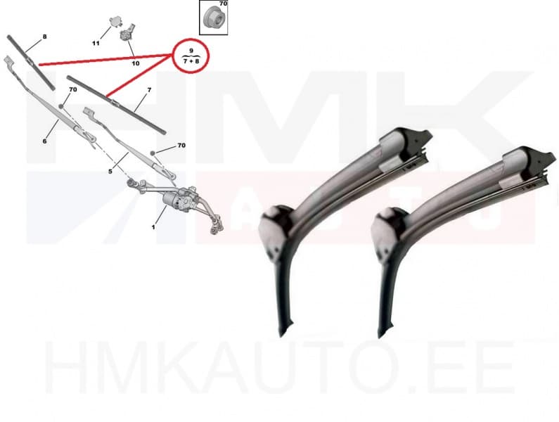 Klaasipühkijate komplekt OEM Citroen Berlingo / Peugeot Partner , Rifter 2018-
