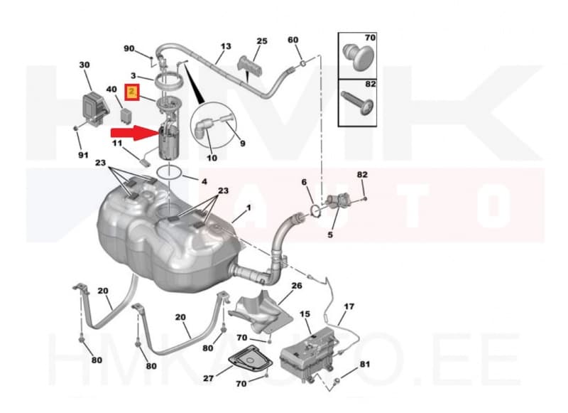 Kütusetaseme andur koos pumbaga OEM Jumper/Boxer 2,0/2,2BlueHdi (90L paak) +webasto