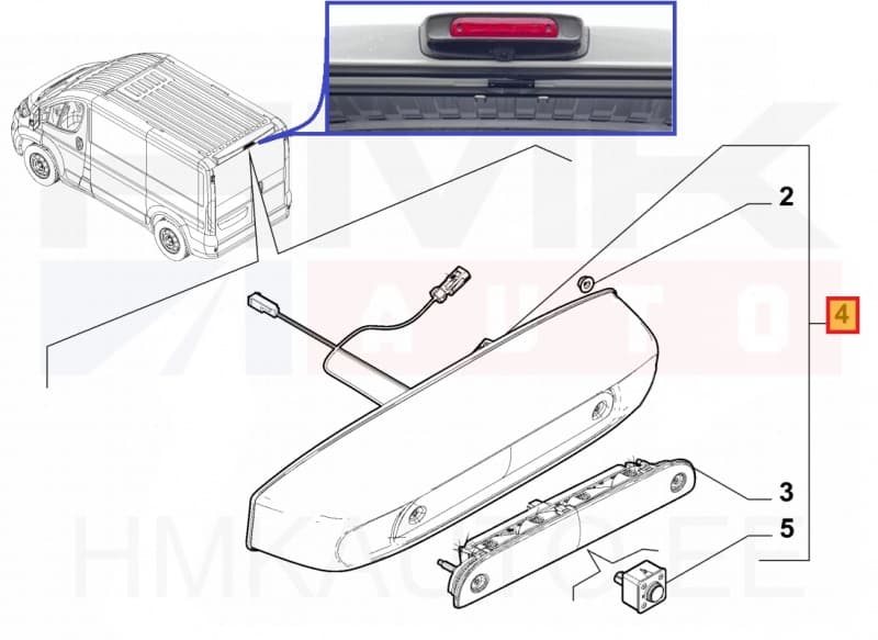 Tagurduskaamera koos piduritulega OEM Jumper/Boxer/Movano/Proace Max MCA 2024- , Ducato MCA 2021- (H2 L1-L3)