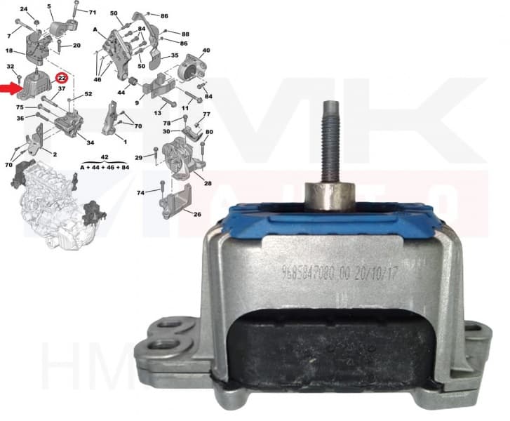 Mootoripadi parem OEM Citroen C5/Peugeot 508 2,2HDi