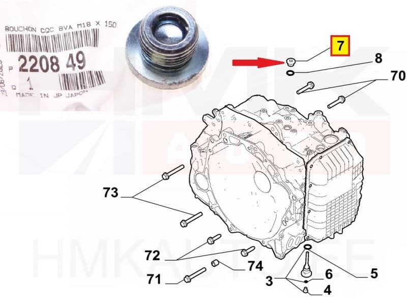 Õlikork käigukastile ülemine OEM Citroen/Peugeot AM6/AM8 automaatkastile