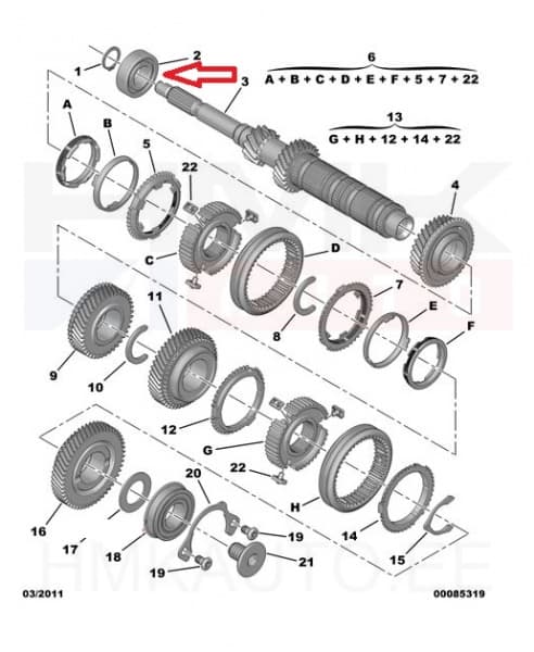 Käigukasti laager 25x52x13 OEM Citroen/Peugeot BVM6