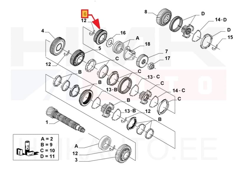 4-käigu hammasratas 37H OEM Jumper/Boxer/Ducato MLGU käigukast