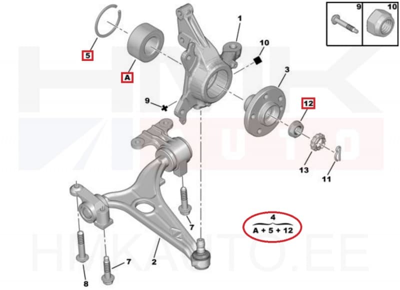 Rattalaagri komplekt eesmine OEM Citroen C8/Peugeot 807 3.0 V6