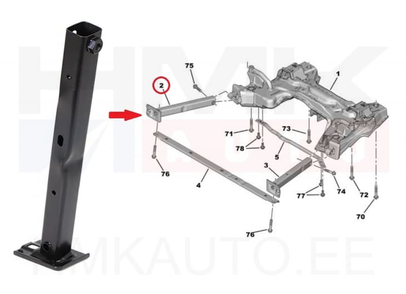 Sillaraami pikendus parem OEM C3 Picasso/C3 Aircross