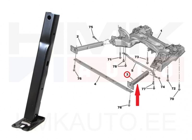 Sillaraami pikendus vasak OEM C3 Picasso/C3 Aircross