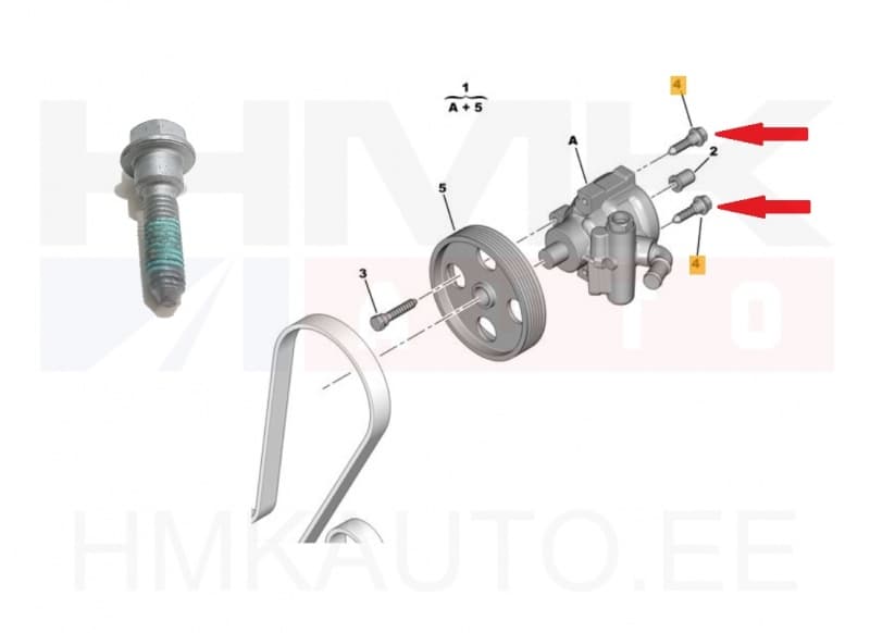 Roolivõimendi pumba kinnituspolt M8x1,25-L26 OEM Citroen/Peugeot/Fiat