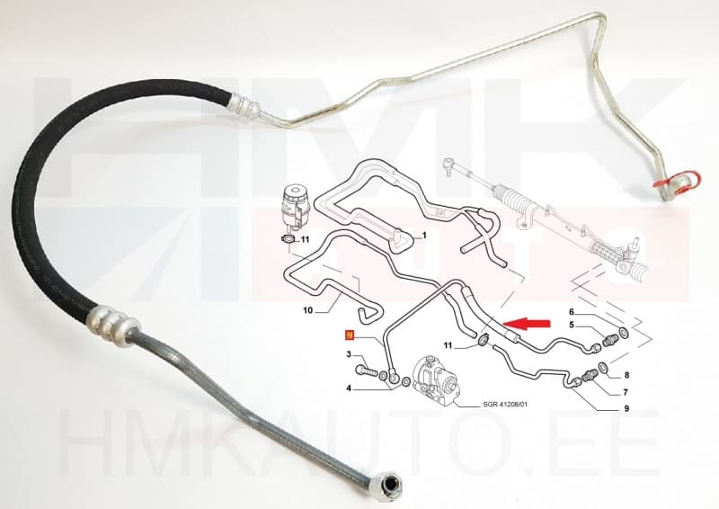 Roolivõimendi survetoru OEM Boxer/Jumper/Ducato 2,8HDi -2006