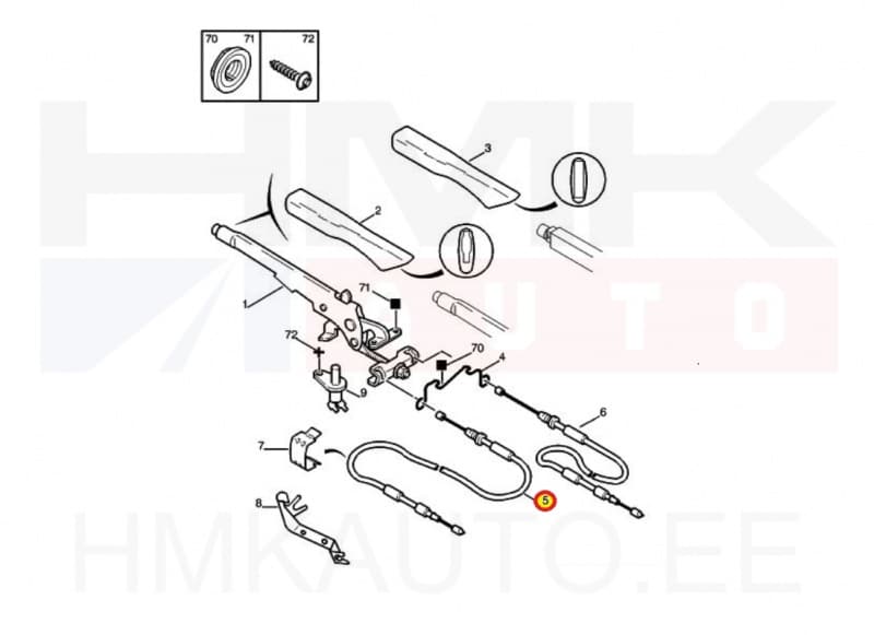 Seisupiduritross tagumine vasak OEM Peugeot 306 (ketaspidur)
