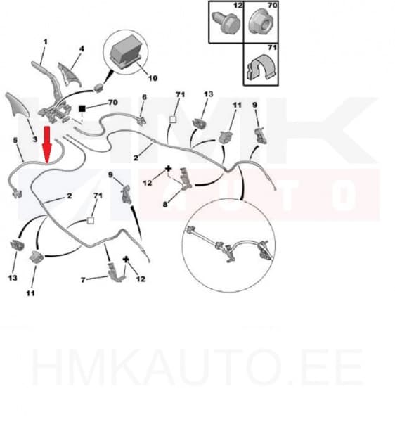 Seisupiduritrossi suunaja vasak OEM Berlingo/Partner 08-