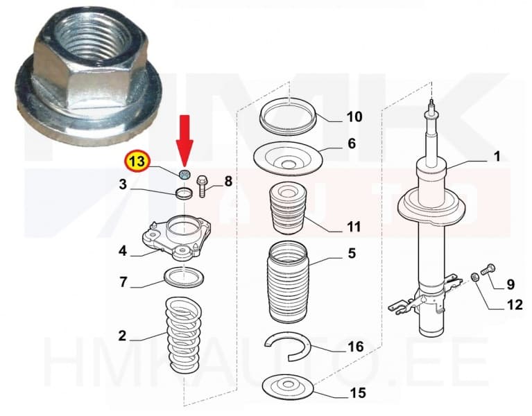 Amortisaatori kinnitusmutter OEM Jumper/Boxer/Ducato