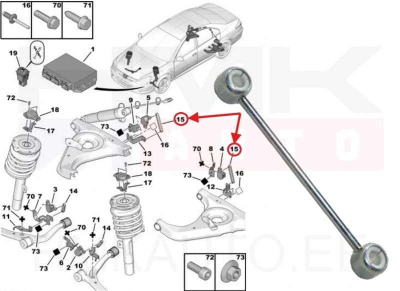 Tulede/nivoo kõrguseanduri hoob tagasillale OEM Peugeot 607