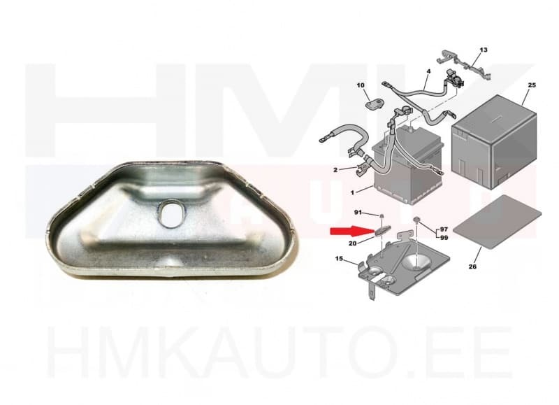 Aku kinnitusklamber OEM Citroen Berlingo / Peugeot Partner