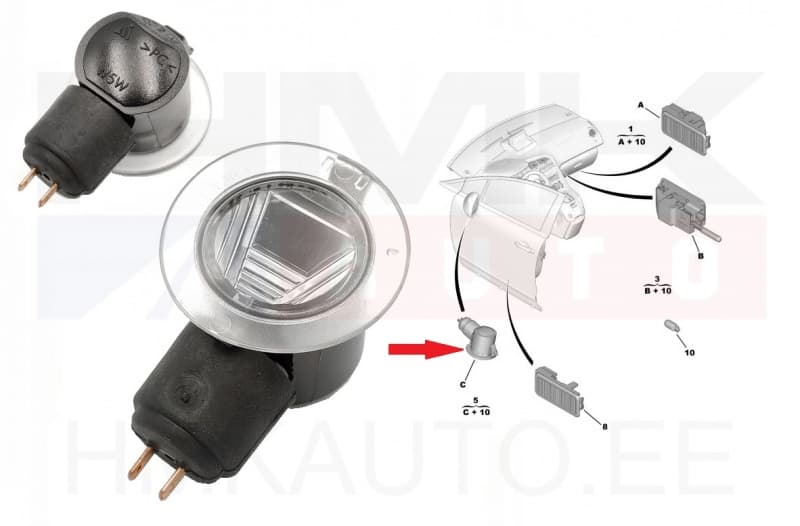 Lävepaku valgusti peeglis vasak OEM Citroen C3/C4 Picasso/ Peugeot 3008/5008