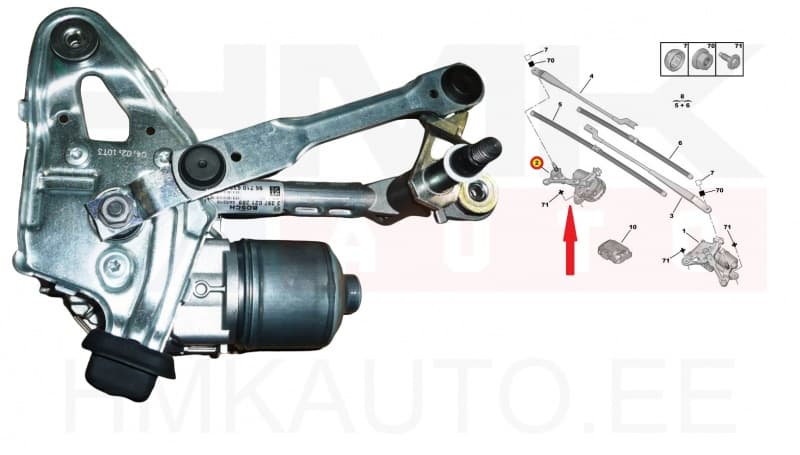 Klaasipühkija mootor parem Peugeot 3008,5008  2008-
