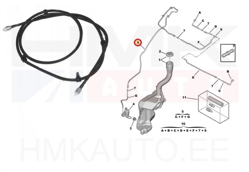 Klaasipesuri voolik OEM Peugeot 5008