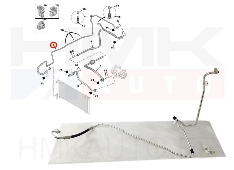 Konditsioneeri toru, kõrgsurve OEM Citroen C5,C6/Peugeot 407