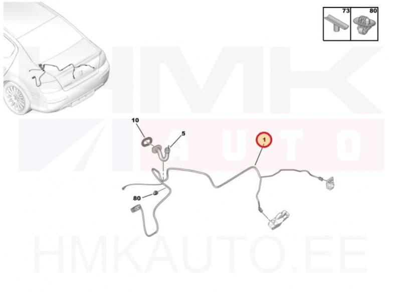 Juhtmestik tagaluugile OEM Peugeot 407