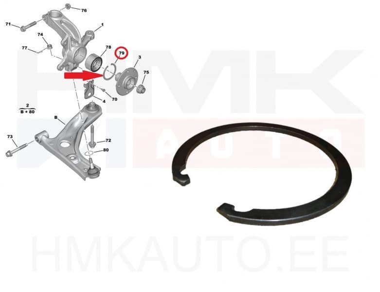 Esirattalaagri stopperrõngas OEM Citroen C1 / Peugeot 108