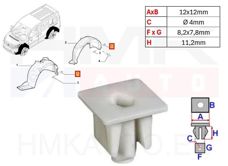 Tüübel  (kruvi pesa) OEM Citroen/Peugeot/Fiat