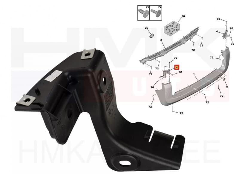 Tagastange kinnitus vasak OEM Nemo,Bipper,Fiorino