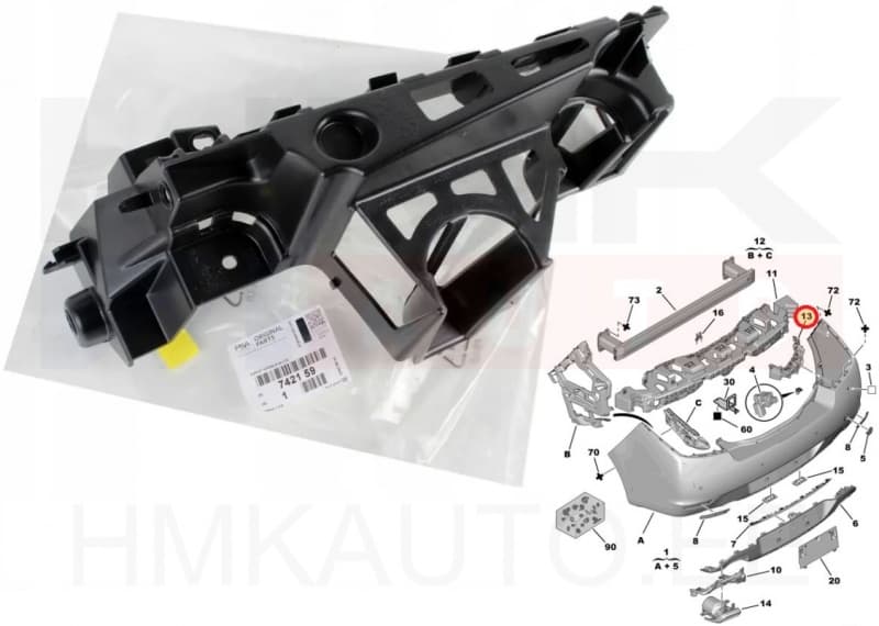 Tagastange kinnitus vasak OEM Peugeot 508