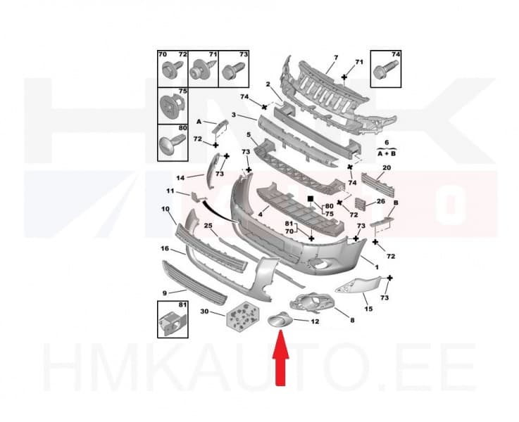Udutule ümbrisraam parem OEM Berlingo 2008- (värvitav)