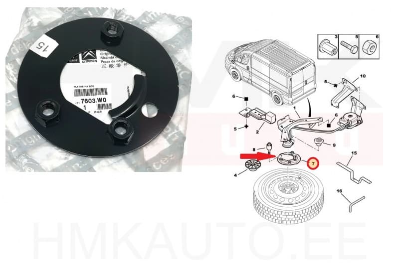 Varuratta vaheplaat 15" valuveljele OEM Jumper/Boxer/Ducato 2006-