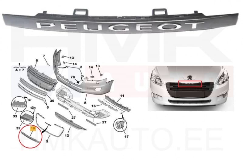 Embleem iluvõrele "PEUGEOT" OEM Peugeot 508