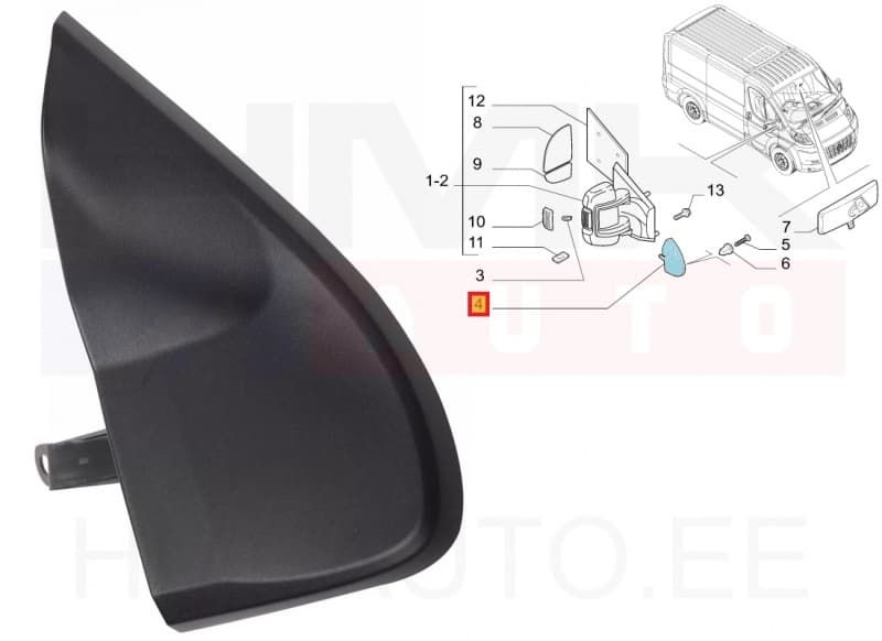 Uksepeegli kolmnurk parem OEM Jumper/Boxer/Ducato 2006-